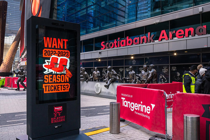 Portable digital billboard outside Toronto’s Scotiabank Arena